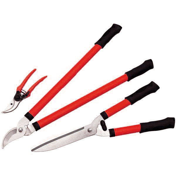 3pc Garden Hand Tools Set Bypass Loppers Hedge Shears & Pruning Secateurs