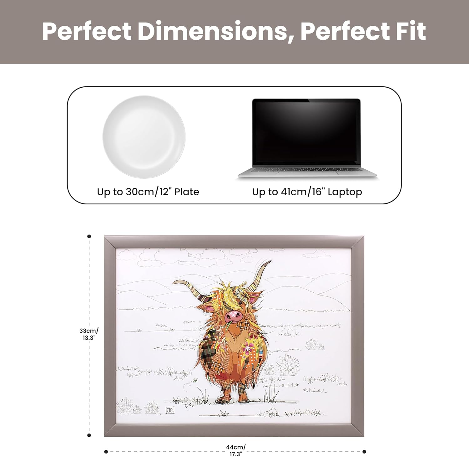 Hamish the Highland Cow Lap Tray Cushioned Laptop Tray with Padded Bean Bag Base