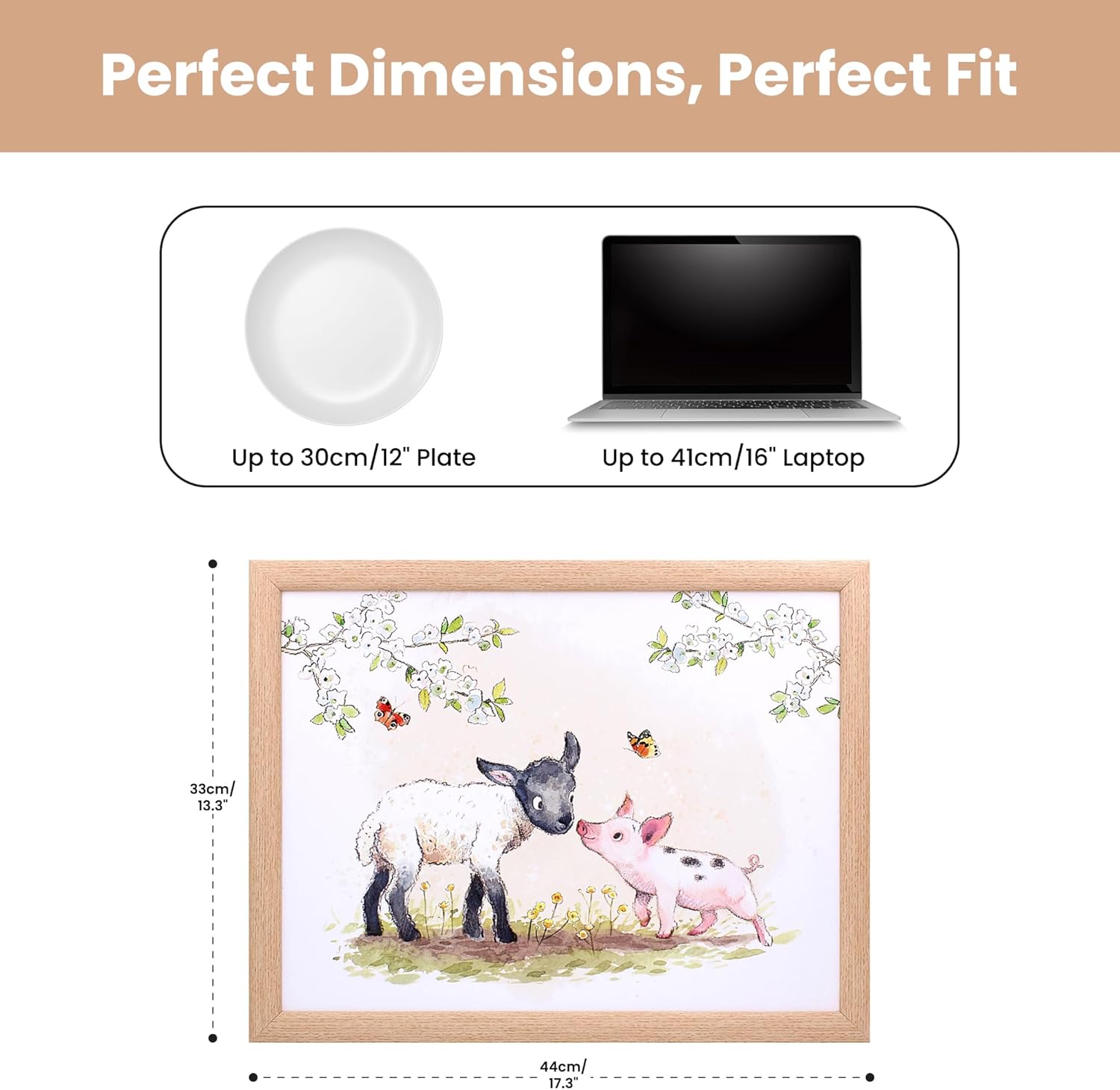 Lamb & Piglet Lap Tray Cushioned Laptop Tray Padded Beanbag Base TV Dinners Bed