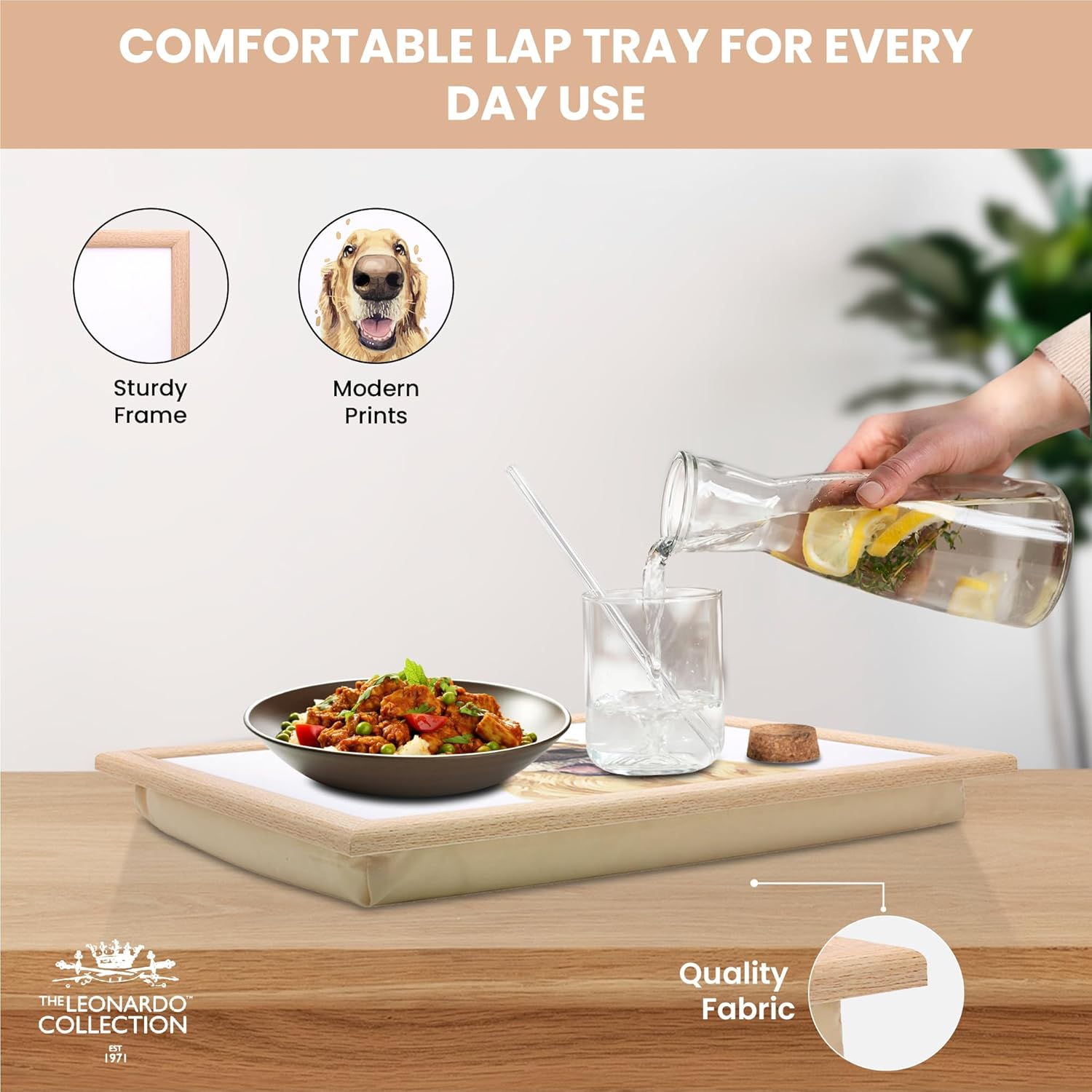 Golden Retriever Lap Tray Cushioned Laptop Tray with Padded Beanbag Base | Ideal for TV Dinners or Bed