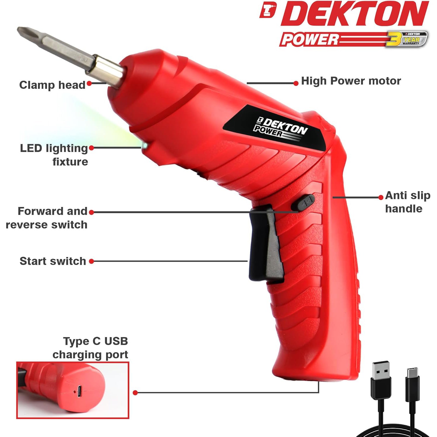3.6V Cordless Rechargeable Electric Screwdriver & 46pc Bits Set  plus 12pc Mechanics Screwdriver Set
