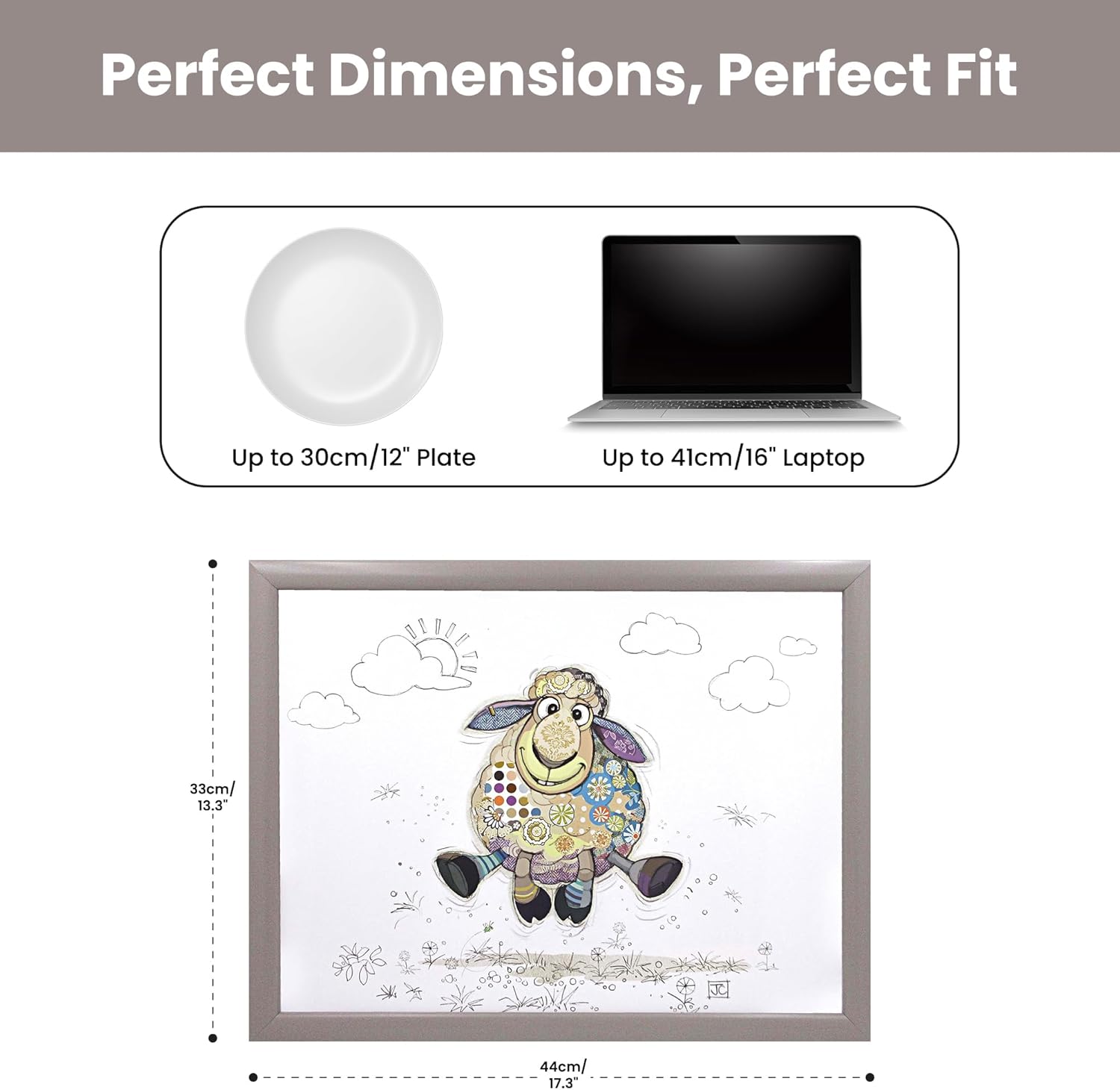 Lap Tray Cushioned Laptop Tray with Padded Beanbag Base TV Dinners Bed Sasha the Sheep