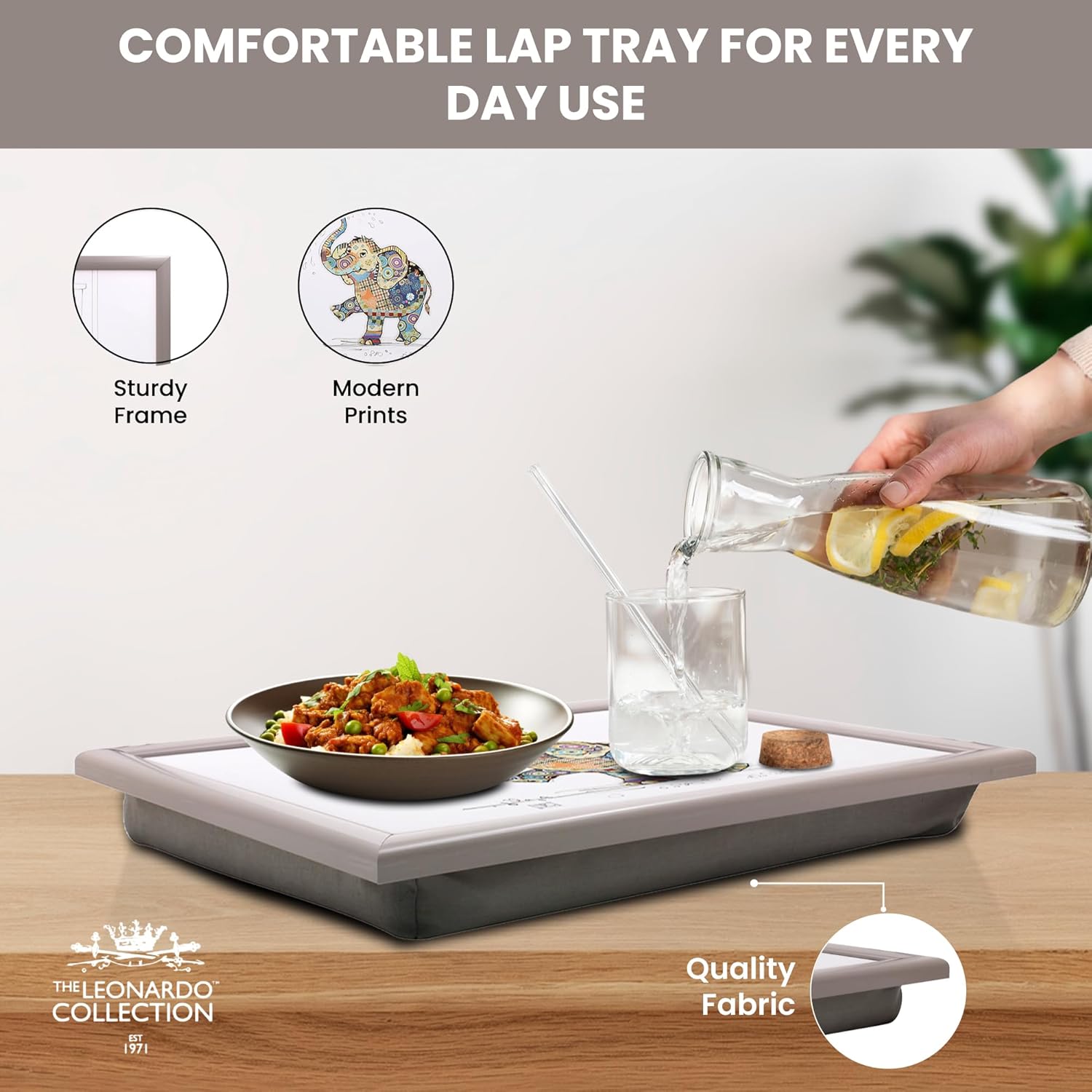 Eddie the Elephant Lap Tray Cushioned Laptop Tray with Padded Bean Bag Base