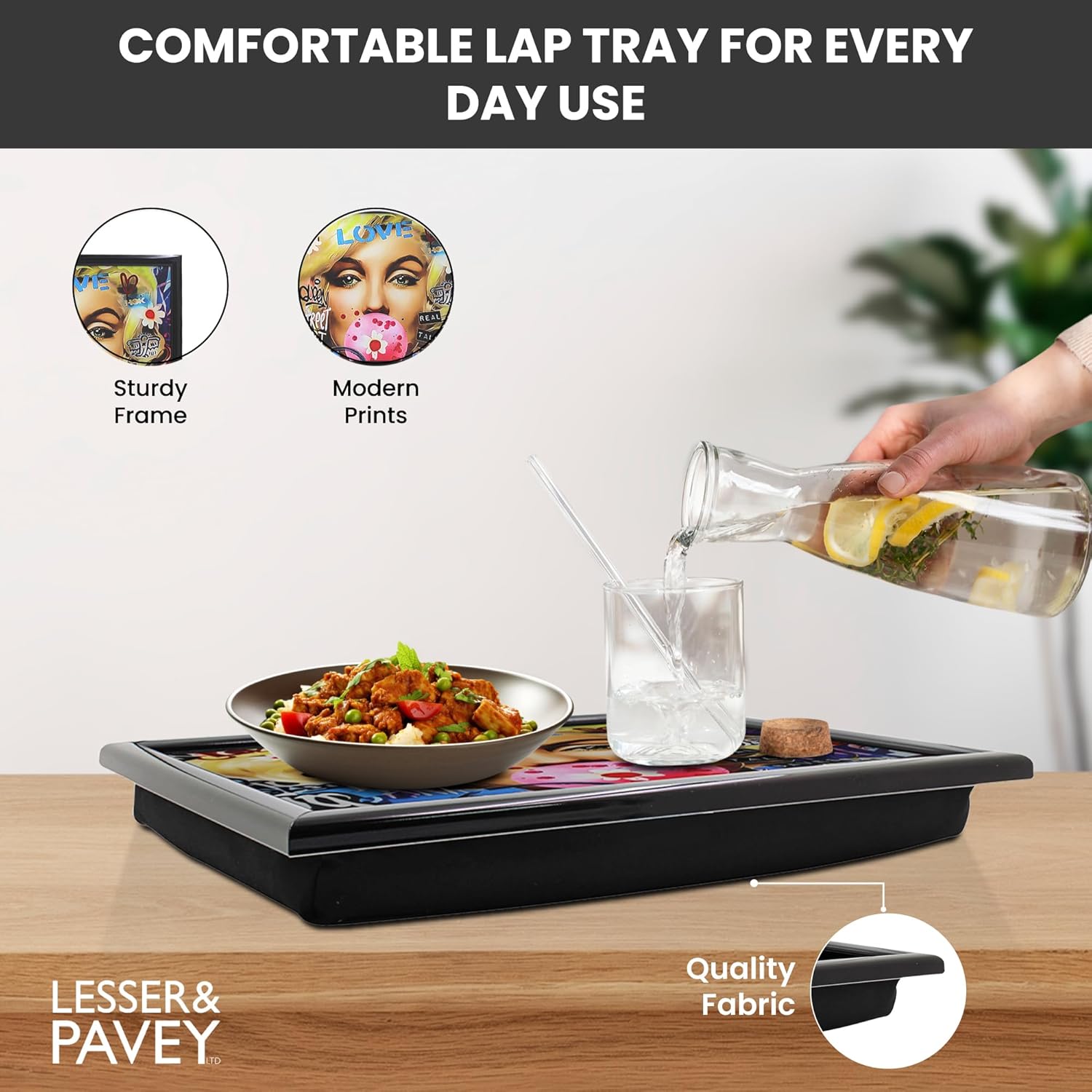 Lap Tray Cushioned Laptop Tray with Padded Bean Bag Base | Blonde Bombshell Urban Street Art