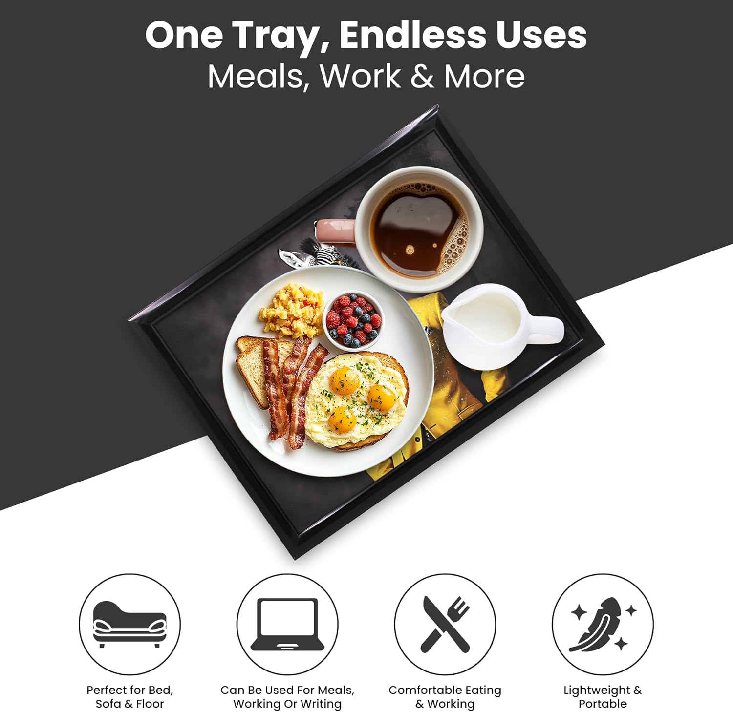 Laptop Lap Tray Cushioned Padded Beanbag Base Zooted & Booted Zebra Urban Art