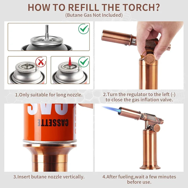 Sondiko Blow Torch, Premium Metal Big Flame Torch Refillable Resin Torch Lighter with Adjustable&Wind Resistance Flame for Soldering, Welding
