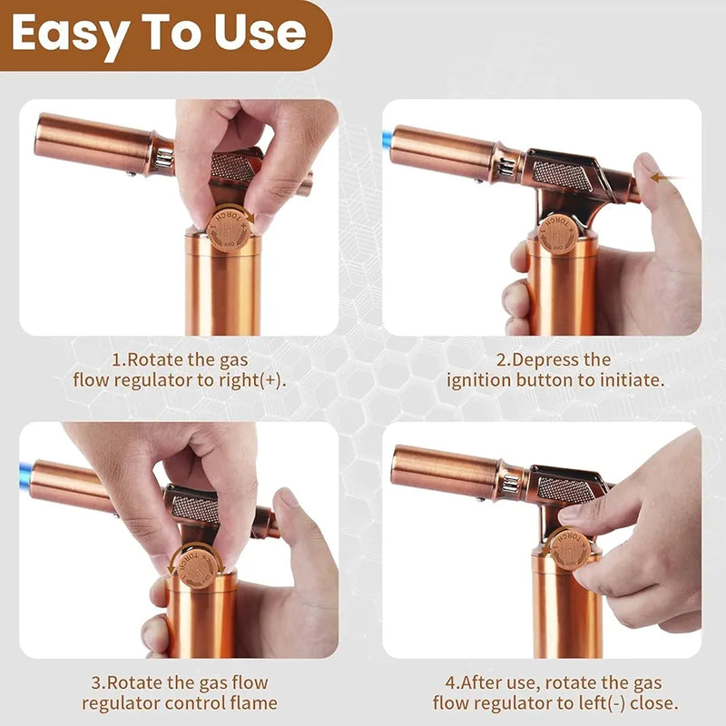 Sondiko Blow Torch, Premium Metal Big Flame Torch Refillable Resin Torch Lighter with Adjustable&Wind Resistance Flame for Soldering, Welding