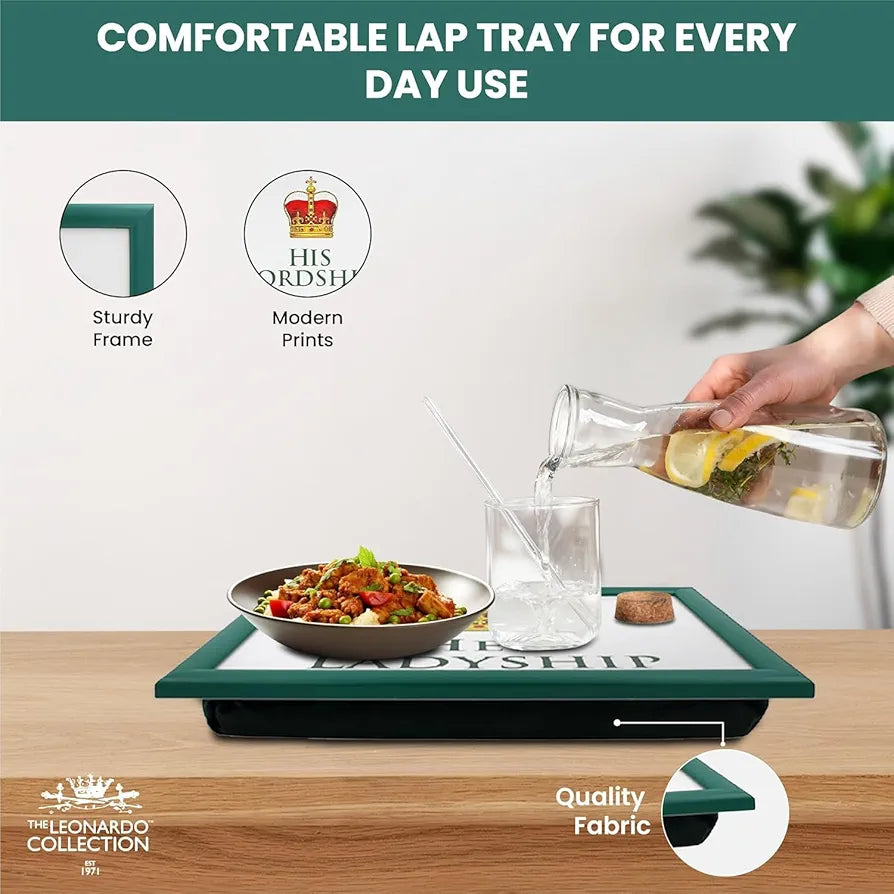 Her Ladyship and His Lordship Lap Tray Serving Set TV Bed Soft Cushioned Padded