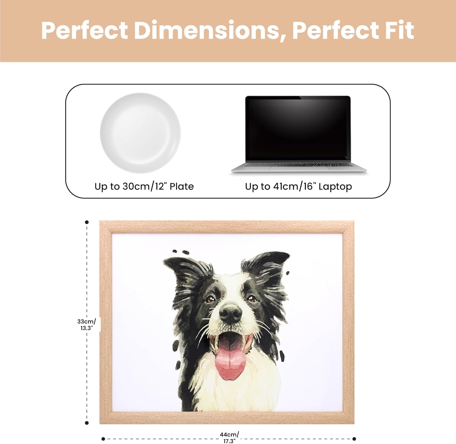 Border Collie Lap Tray Cushioned Laptop Tray with Padded Beanbag Base | Ideal for TV Dinners or Bed