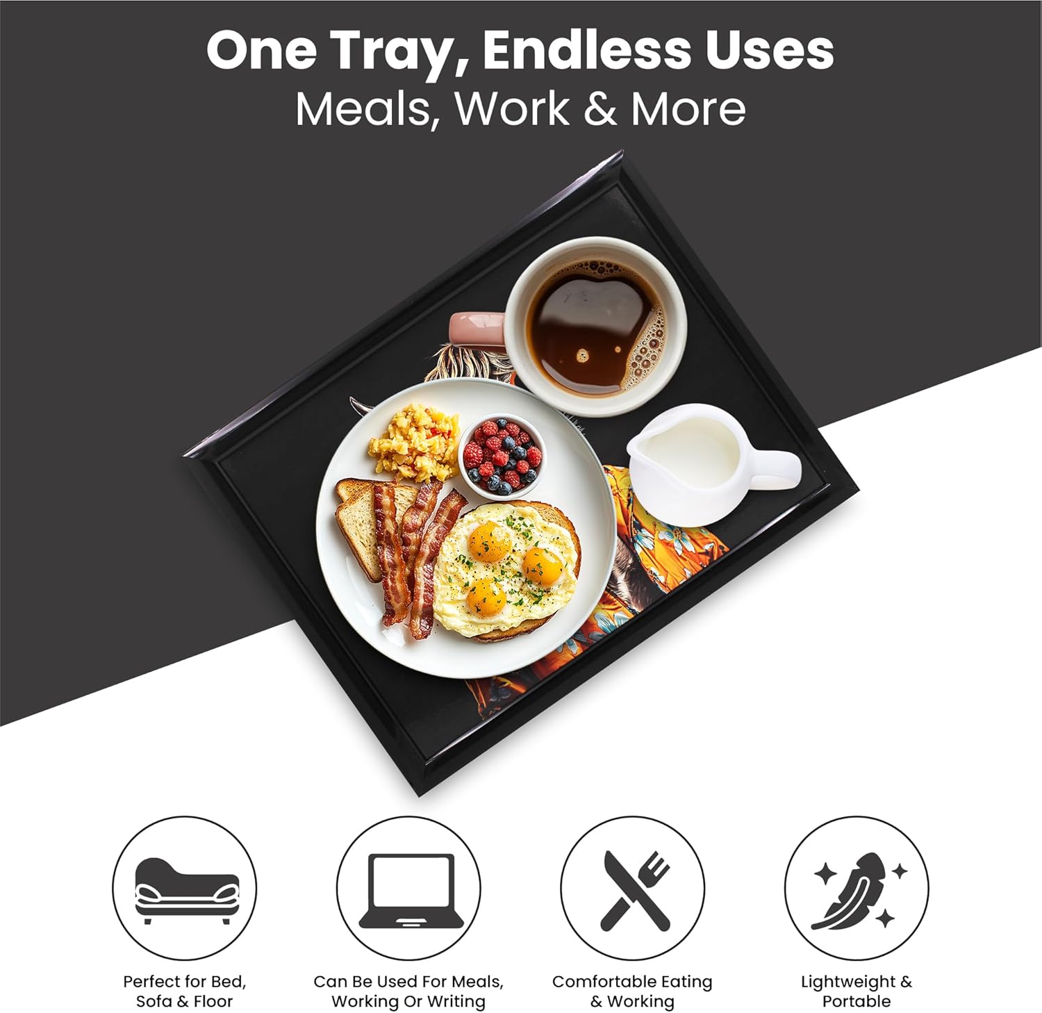 Highland Cow with Shades Laptop Lap Tray with Cushioned Padded Bean Bag Base | Ideal for TV Dinners or Bed