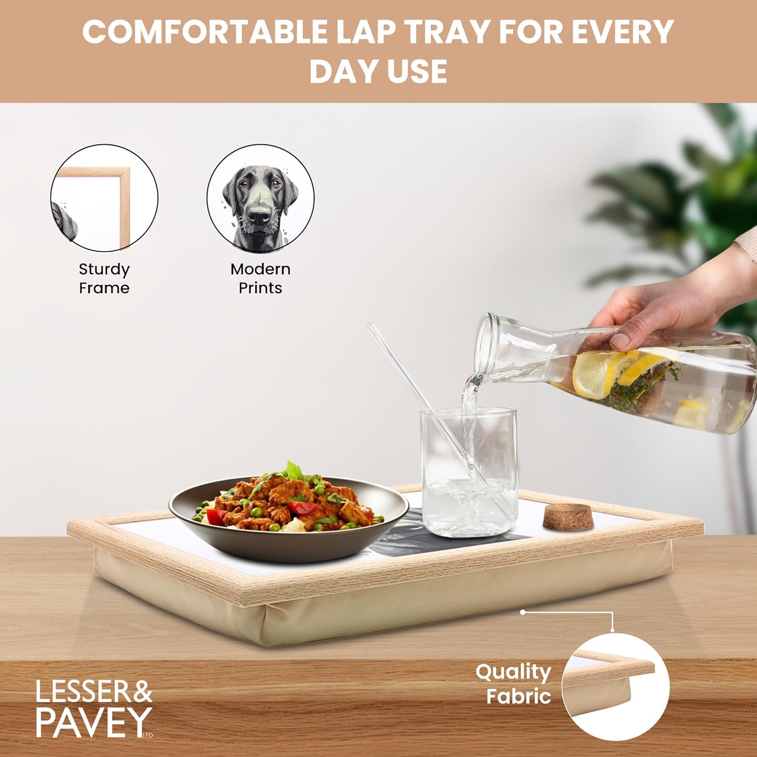 Black Labrador Lap Tray Cushioned Laptop Tray with Padded Beanbag Base | Ideal for TV Dinners or Bed