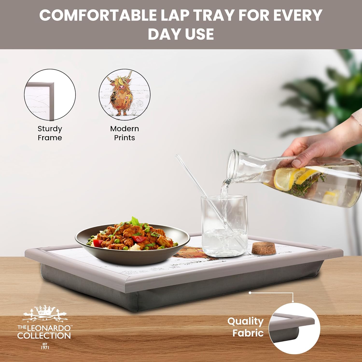 Hamish the Highland Cow Lap Tray Cushioned Laptop Tray with Padded Bean Bag Base