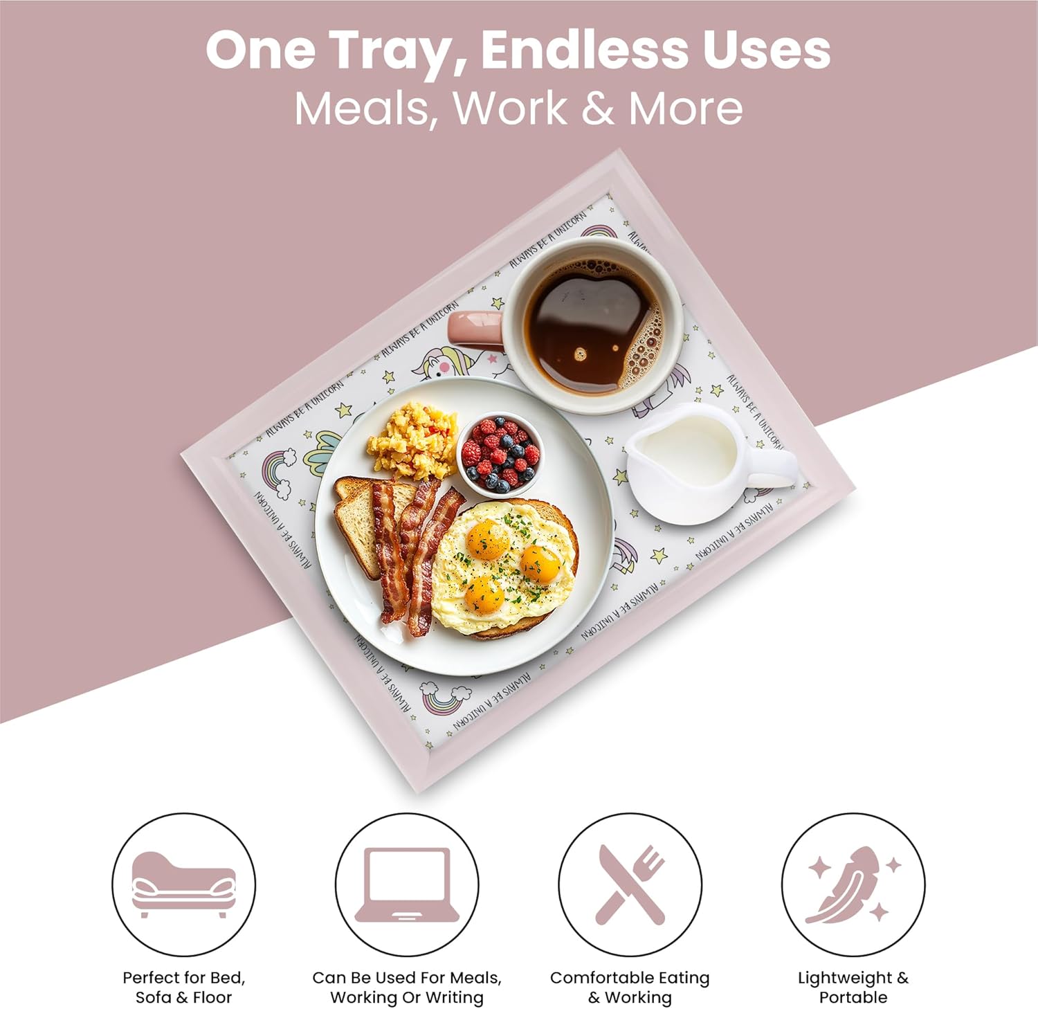 Girls Unicorn Lap Tray Cushioned Laptop Tray with Padded Bean Bag Base