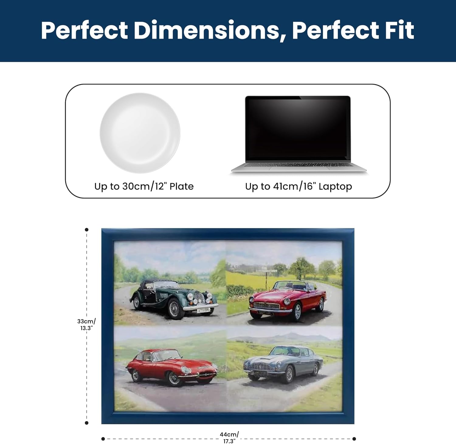 Classic Cars Lap Tray Cushioned Laptop Tray Padded Bean Bag Base TV Dinners Bed