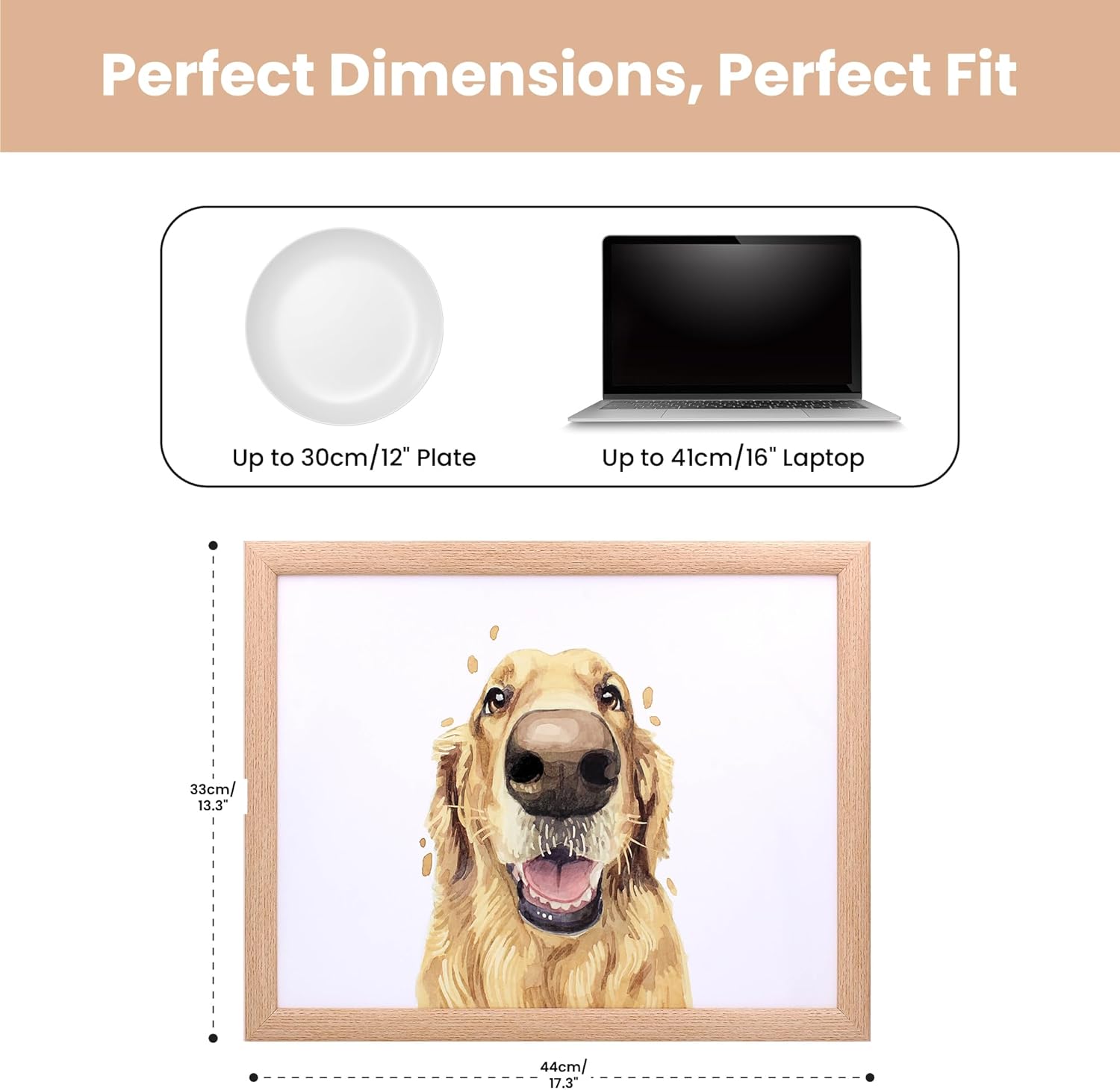 Golden Retriever Lap Tray Cushioned Laptop Tray with Padded Beanbag Base | Ideal for TV Dinners or Bed