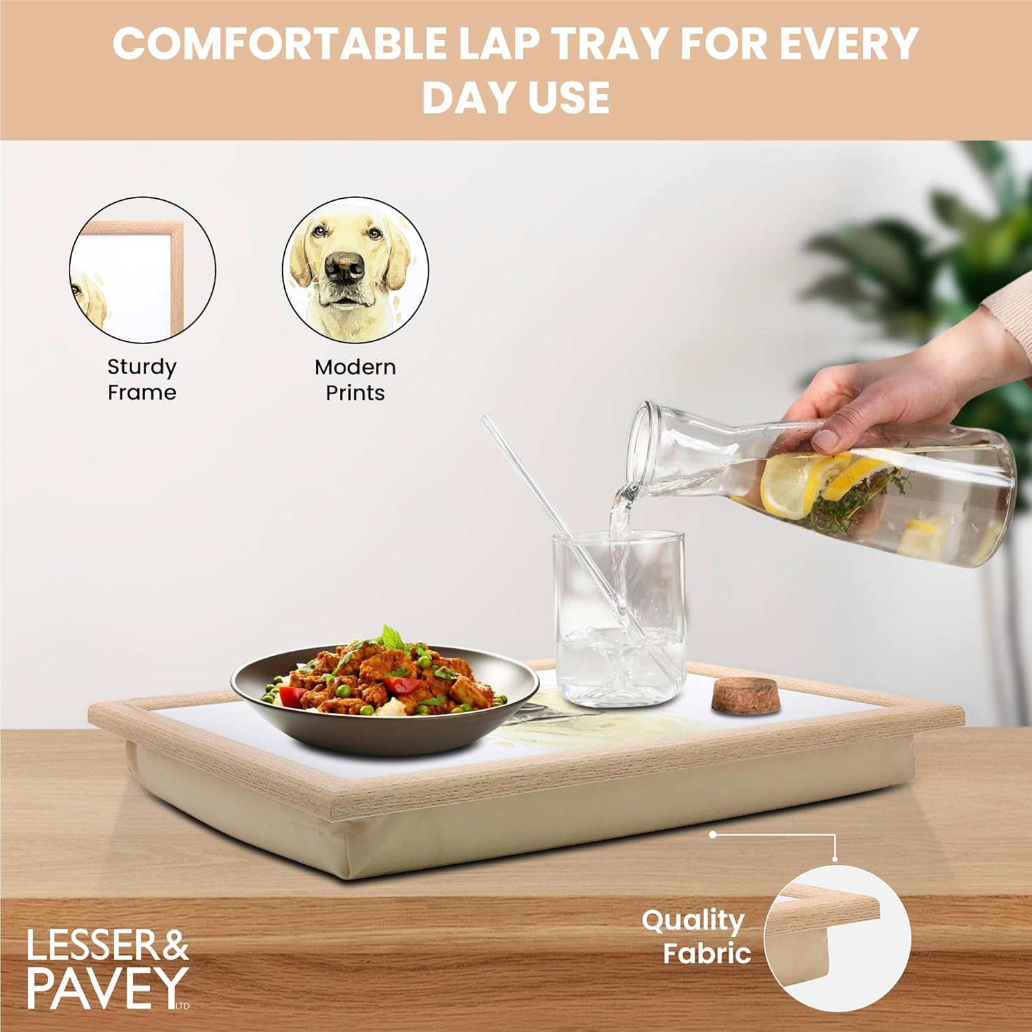 Golden Labrador Lap Tray Cushioned Laptop Tray with Padded Beanbag Base | Ideal for TV Dinners or Bed