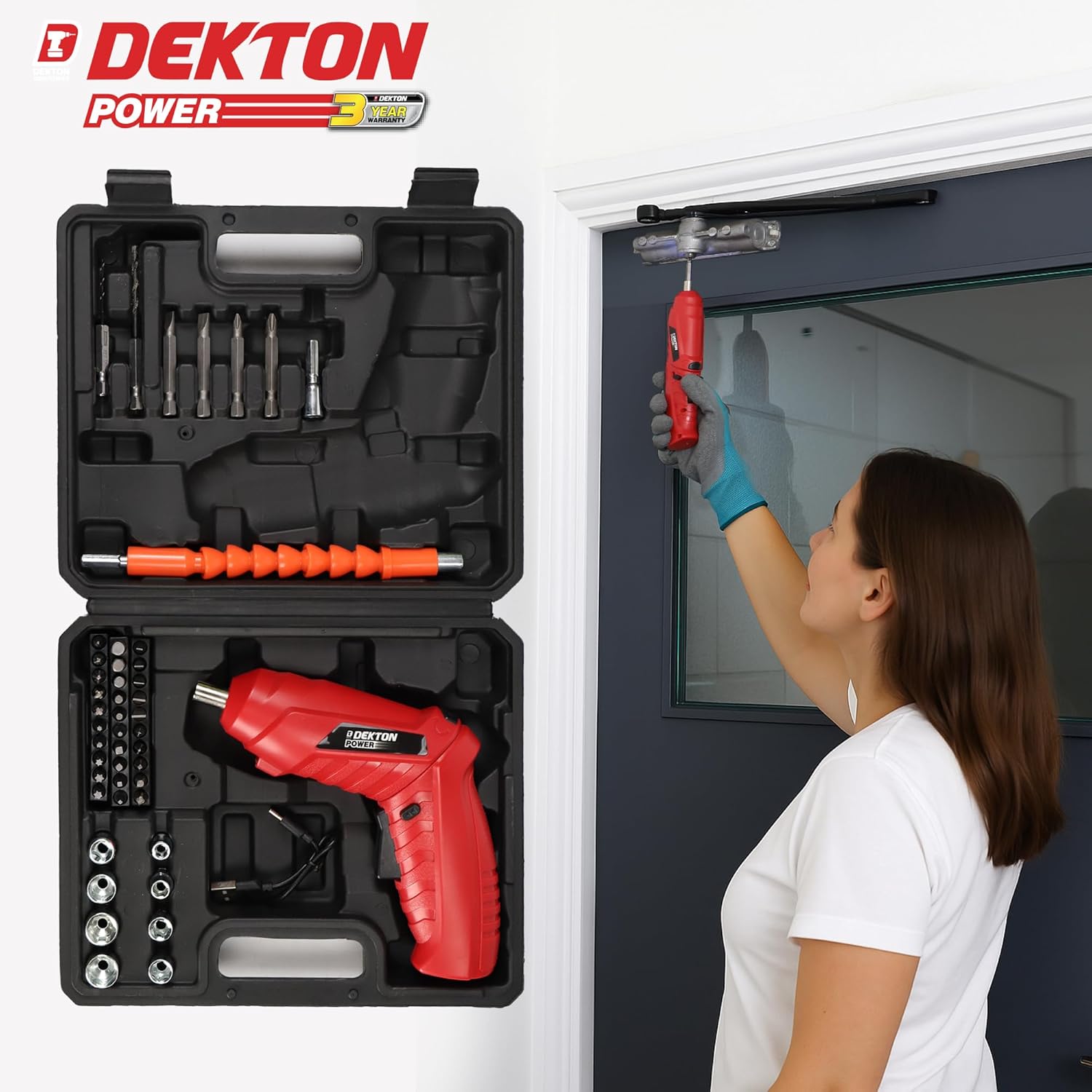 3.6V Cordless Rechargeable Electric Screwdriver & 46pc Bits Set  plus 12pc Mechanics Screwdriver Set