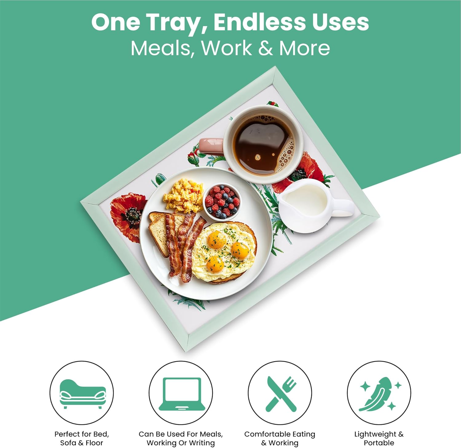 Poppy Lap Tray Poppies Flowers Cushioned Laptop Tray Padded Beanbag Base TV Bed