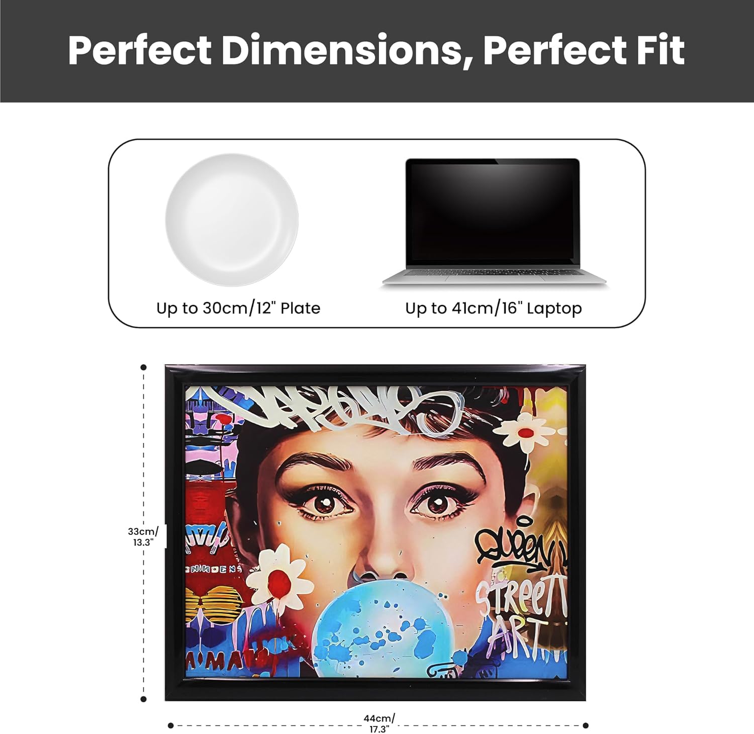 Fashion Icon Lap Tray Cushioned Laptop Tray with Padded Beanbag Base | Urban Street Art Design