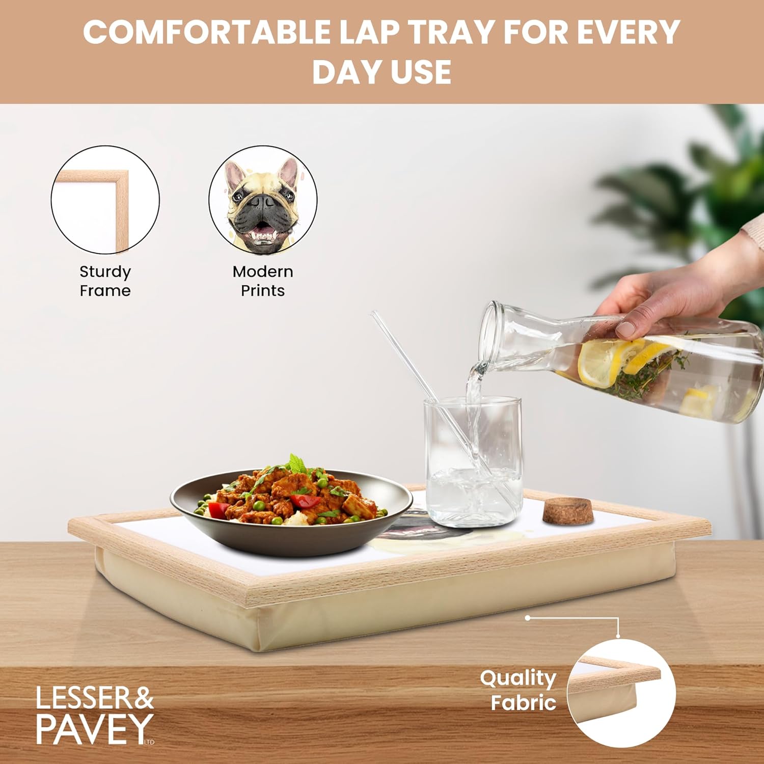 French Bulldog Lap Tray Cushioned Laptop Tray with Padded Beanbag Base | Ideal for TV Dinners or Bed