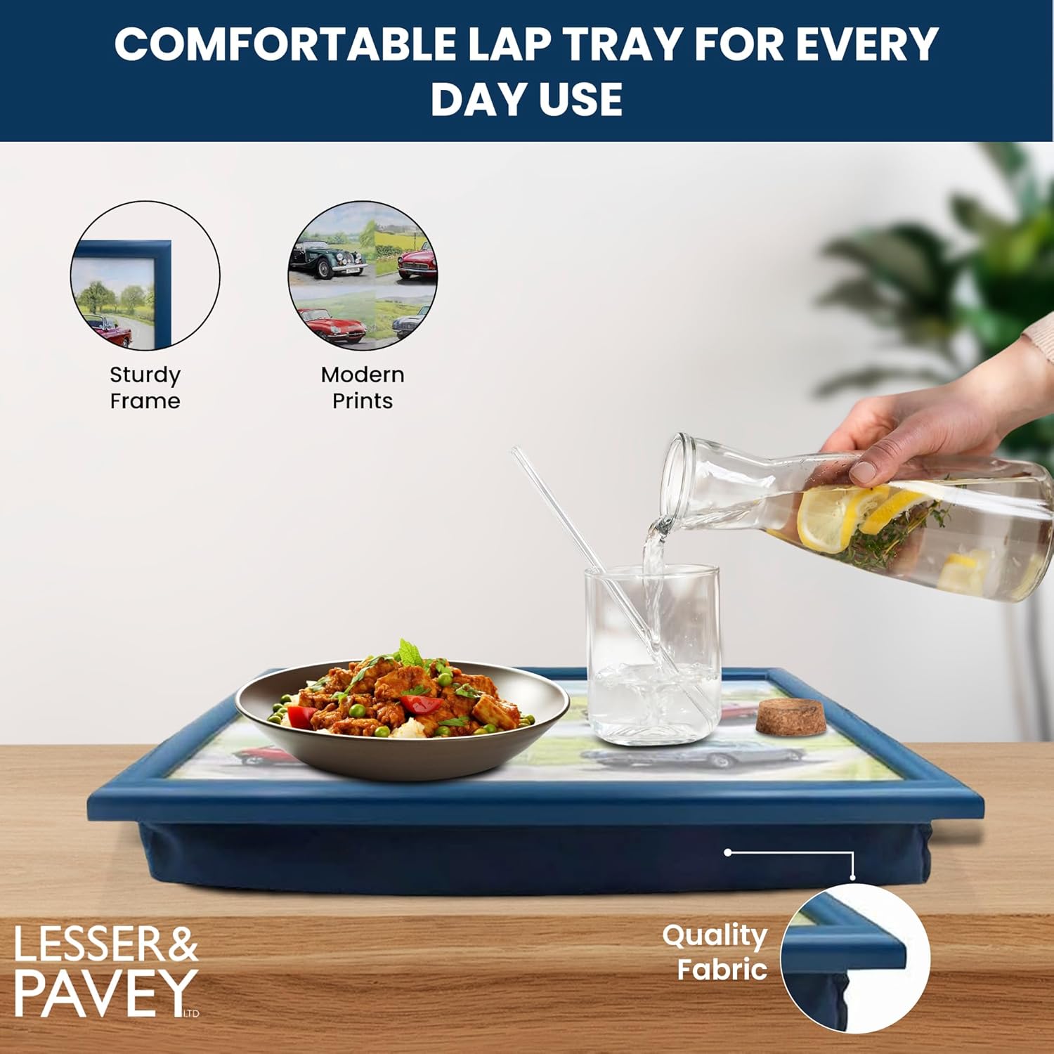 Classic Cars Lap Tray Cushioned Laptop Tray Padded Bean Bag Base TV Dinners Bed