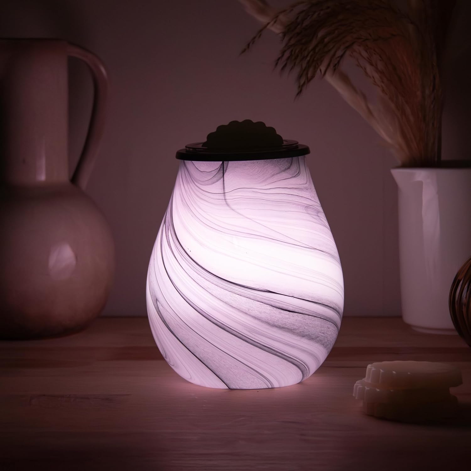 Marble Wax Tart Melt Warmer Oil Burner Aroma Diffuser Lamp Colour Changing LEDs