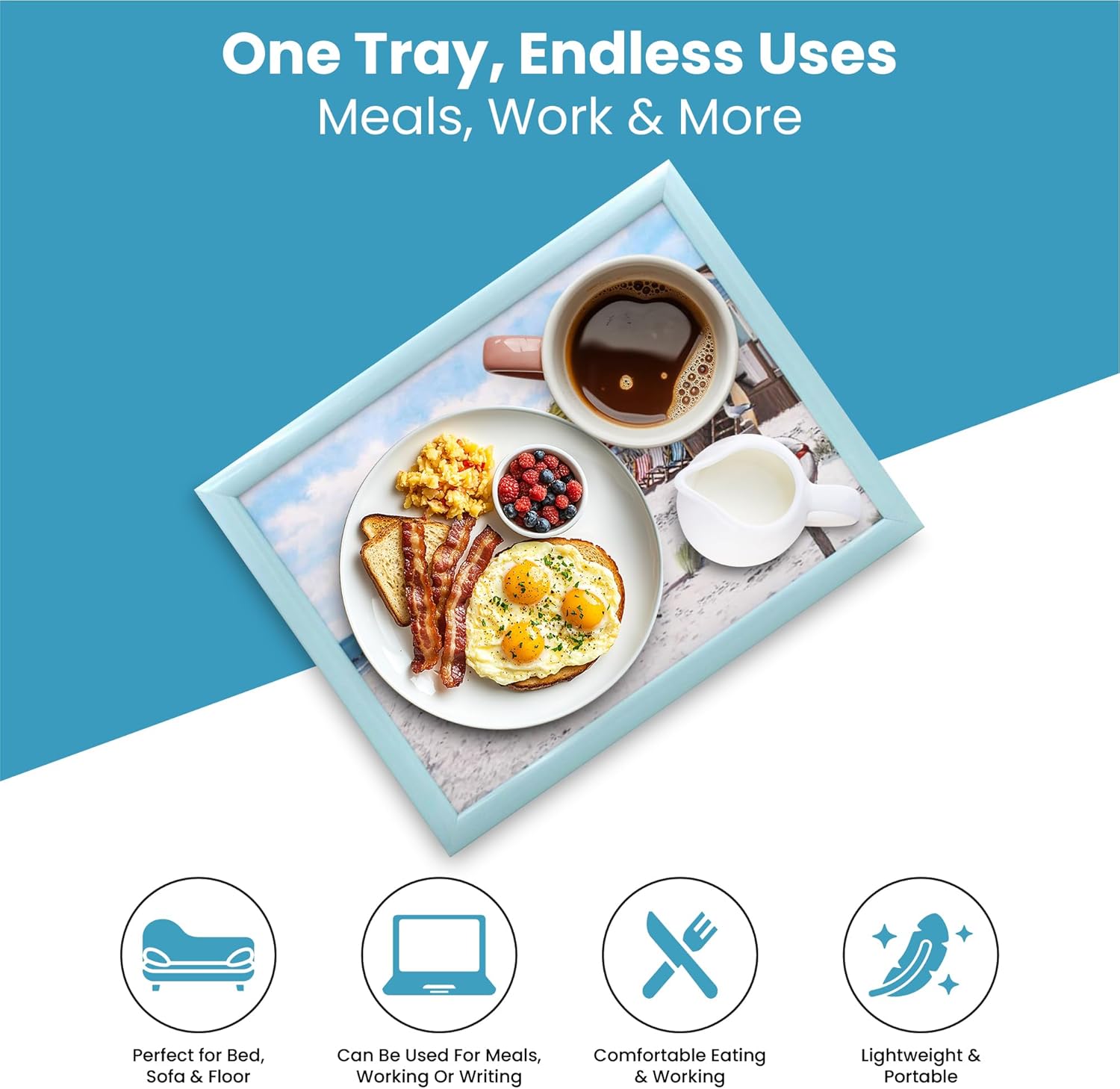 Beach Scene Lap Tray Cushioned Laptop Tray with Padded Bean Bag Base | Ideal for TV Dinners or Bed