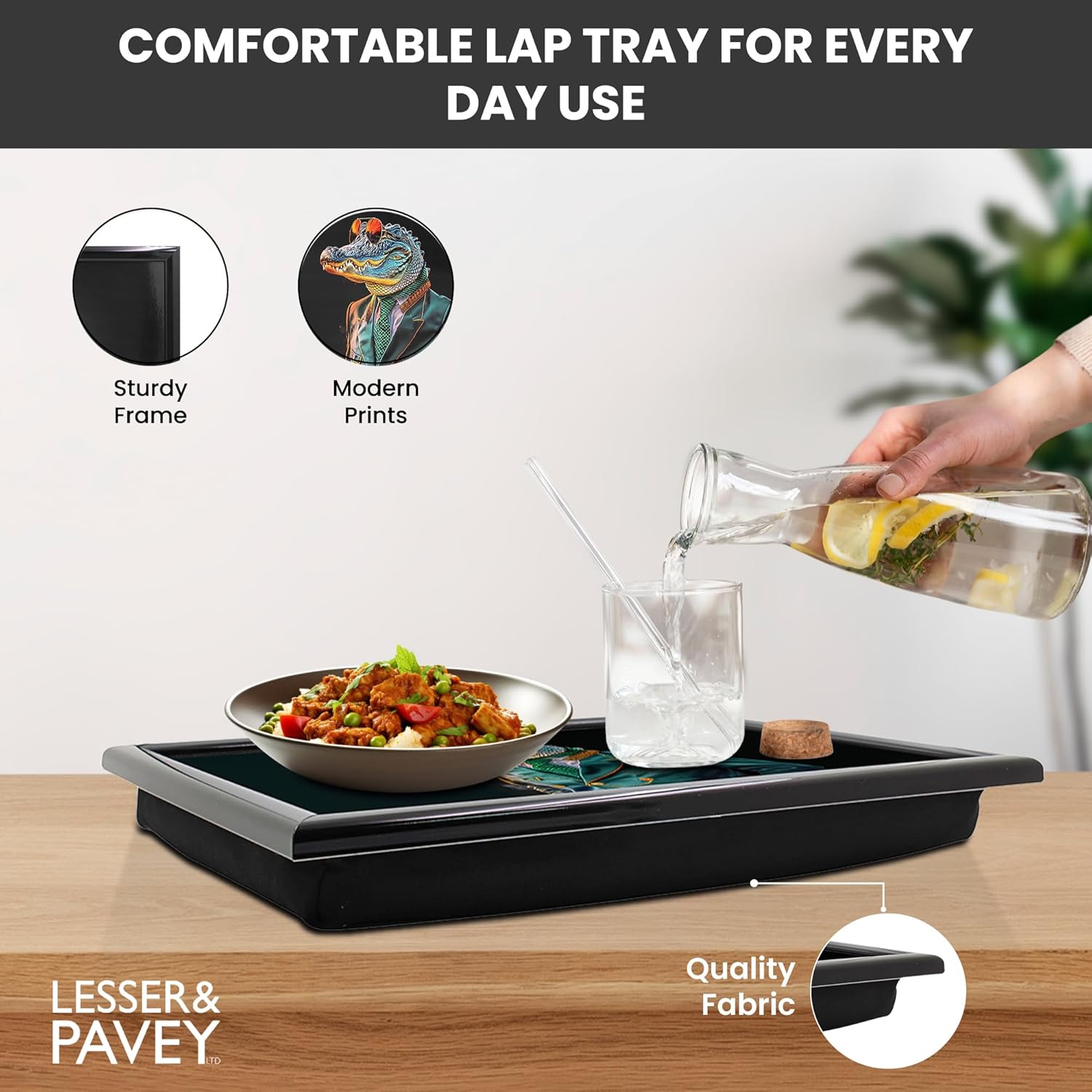 Crocodile Rock Lap Tray Cushioned Laptop Food Tray with Padded Beanbag Base | Ideal for TV Dinners or Bed