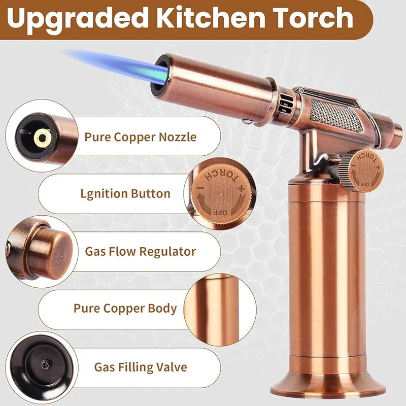 Sondiko Blow Torch, Premium Metal Big Flame Torch Refillable Resin Torch Lighter with Adjustable&Wind Resistance Flame for Soldering, Welding