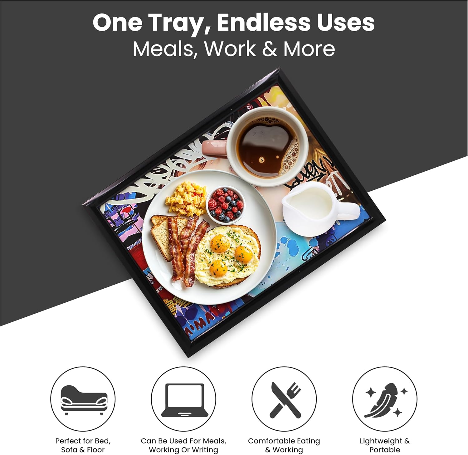 Fashion Icon Lap Tray Cushioned Laptop Tray with Padded Beanbag Base | Urban Street Art Design