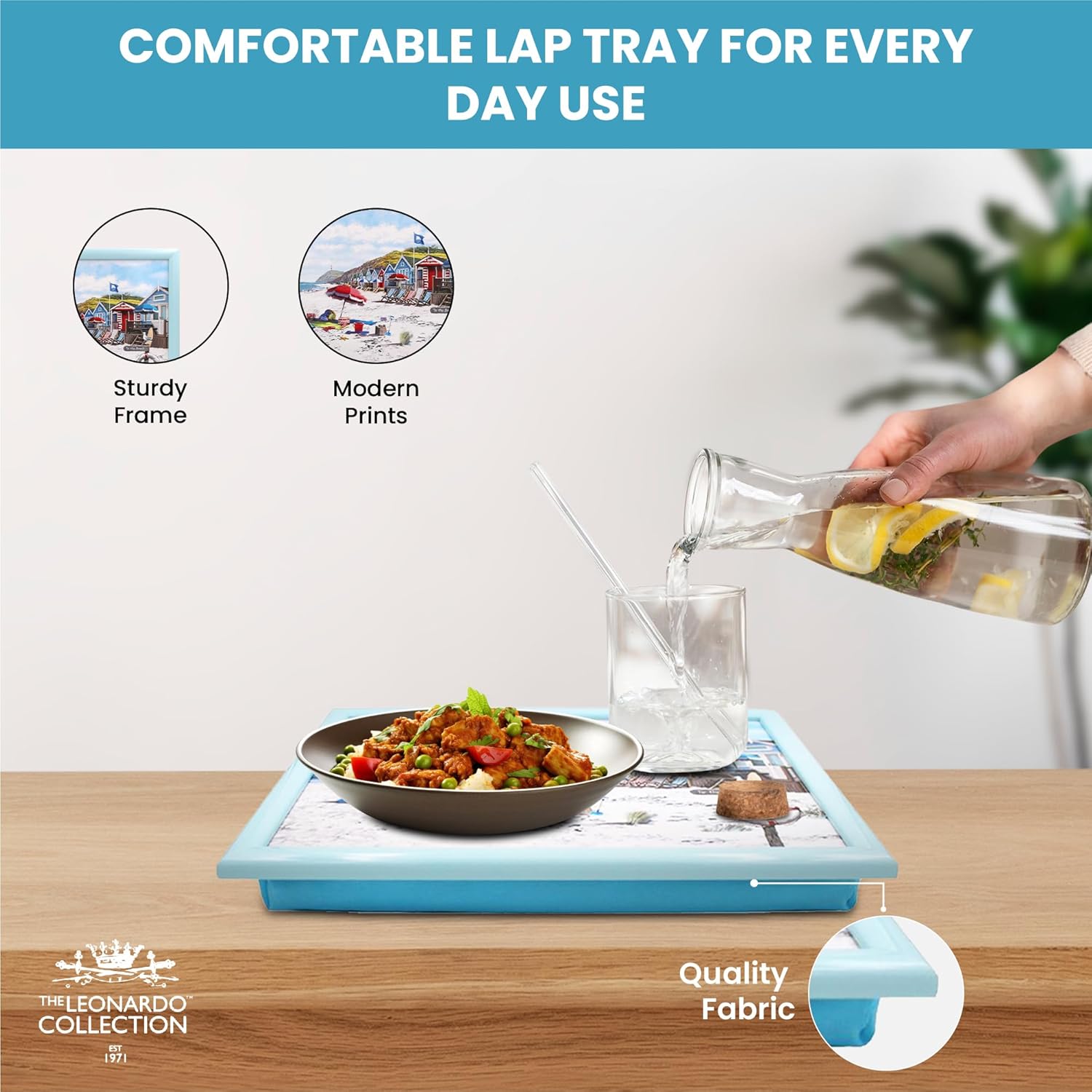 Beach Scene Lap Tray Cushioned Laptop Tray with Padded Bean Bag Base | Ideal for TV Dinners or Bed