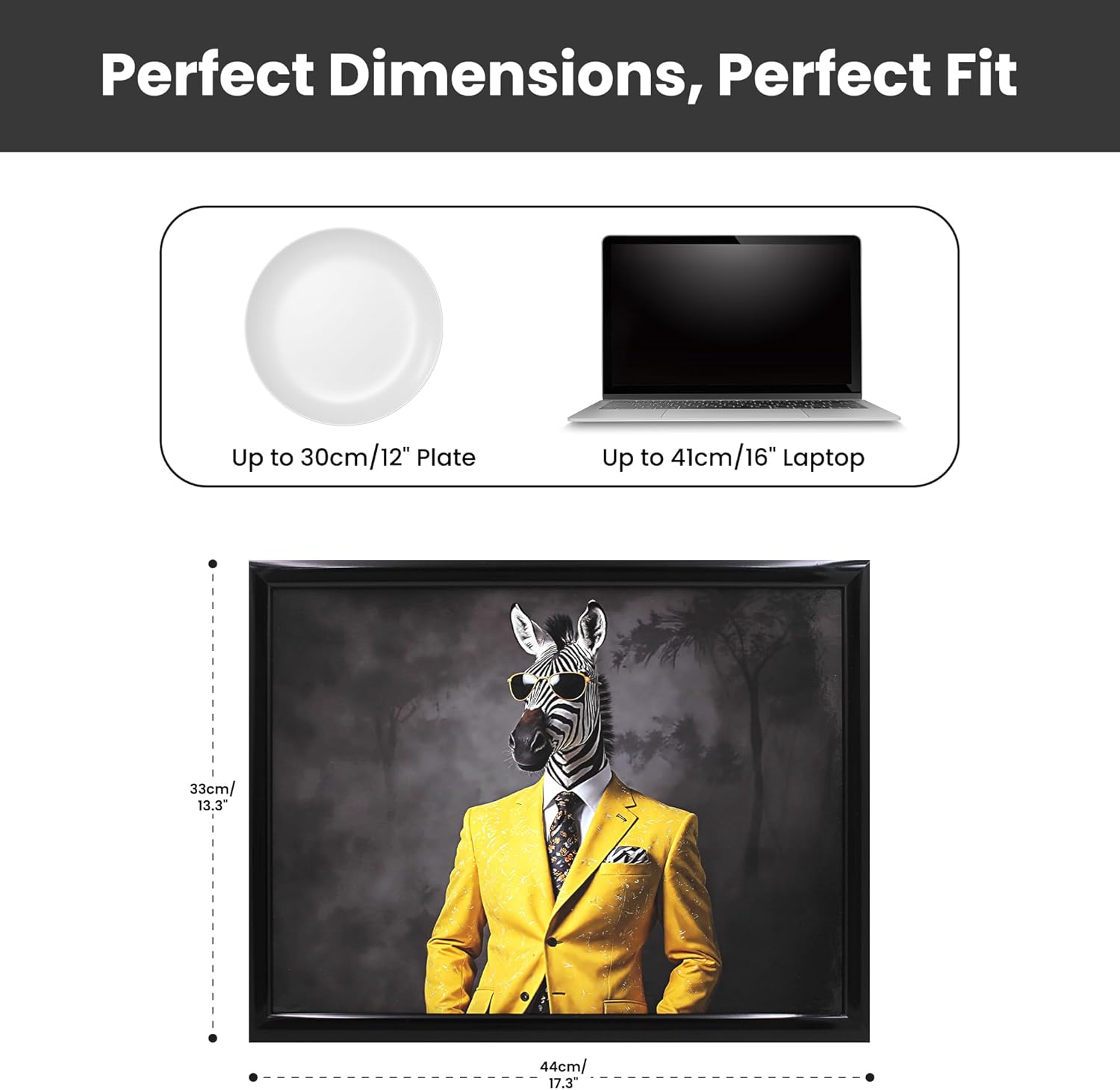 Laptop Lap Tray Cushioned Padded Beanbag Base Zooted & Booted Zebra Urban Art