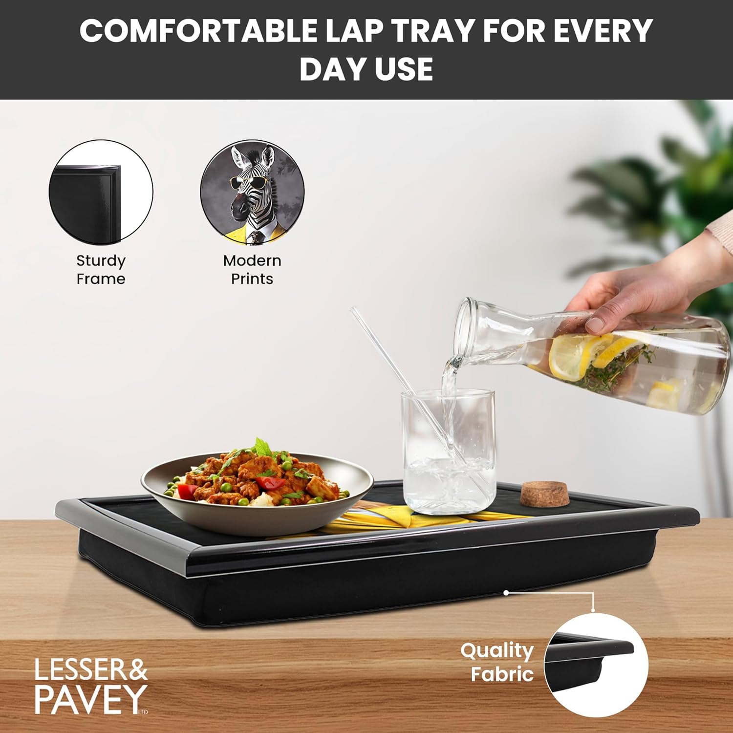 Laptop Lap Tray Cushioned Padded Beanbag Base Zooted & Booted Zebra Urban Art