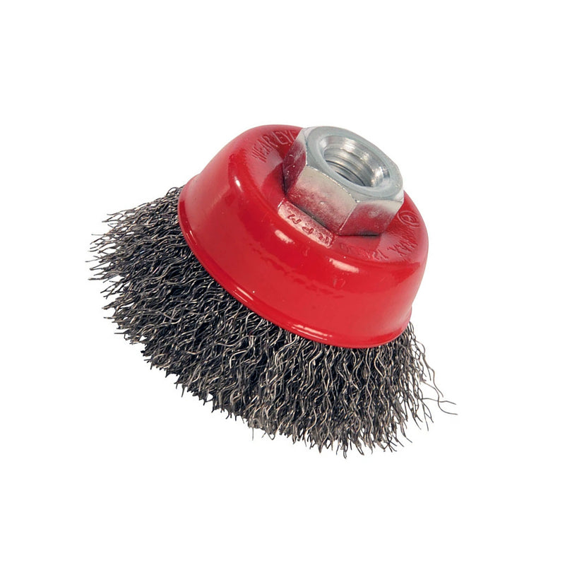 Pack of 6 Silverline 721676 65mm Steel Wire Brush Crimp Cup Heads | M14 Thread For Angle Grinders