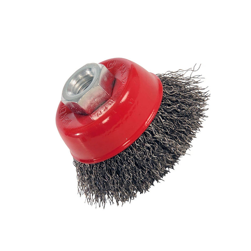 Pack of 6 Silverline 721676 65mm Steel Wire Brush Crimp Cup Heads | M14 Thread For Angle Grinders