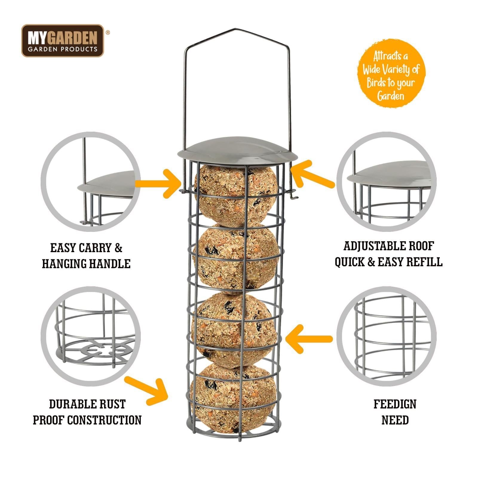 Hanging Garden Bird Feeders Fatball Seeds Peanuts Nuts Feeding Station  - 2 PACK