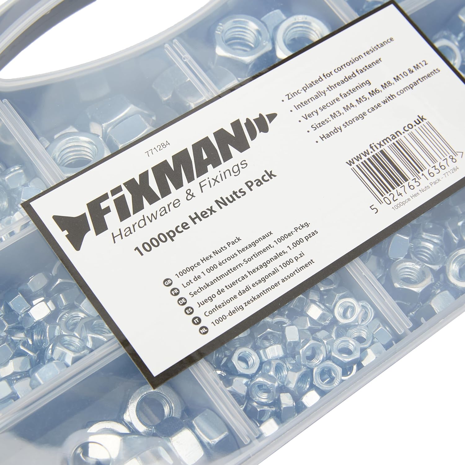 Hex Nuts Pack  Silver  1000 PCE Fixman 771284
