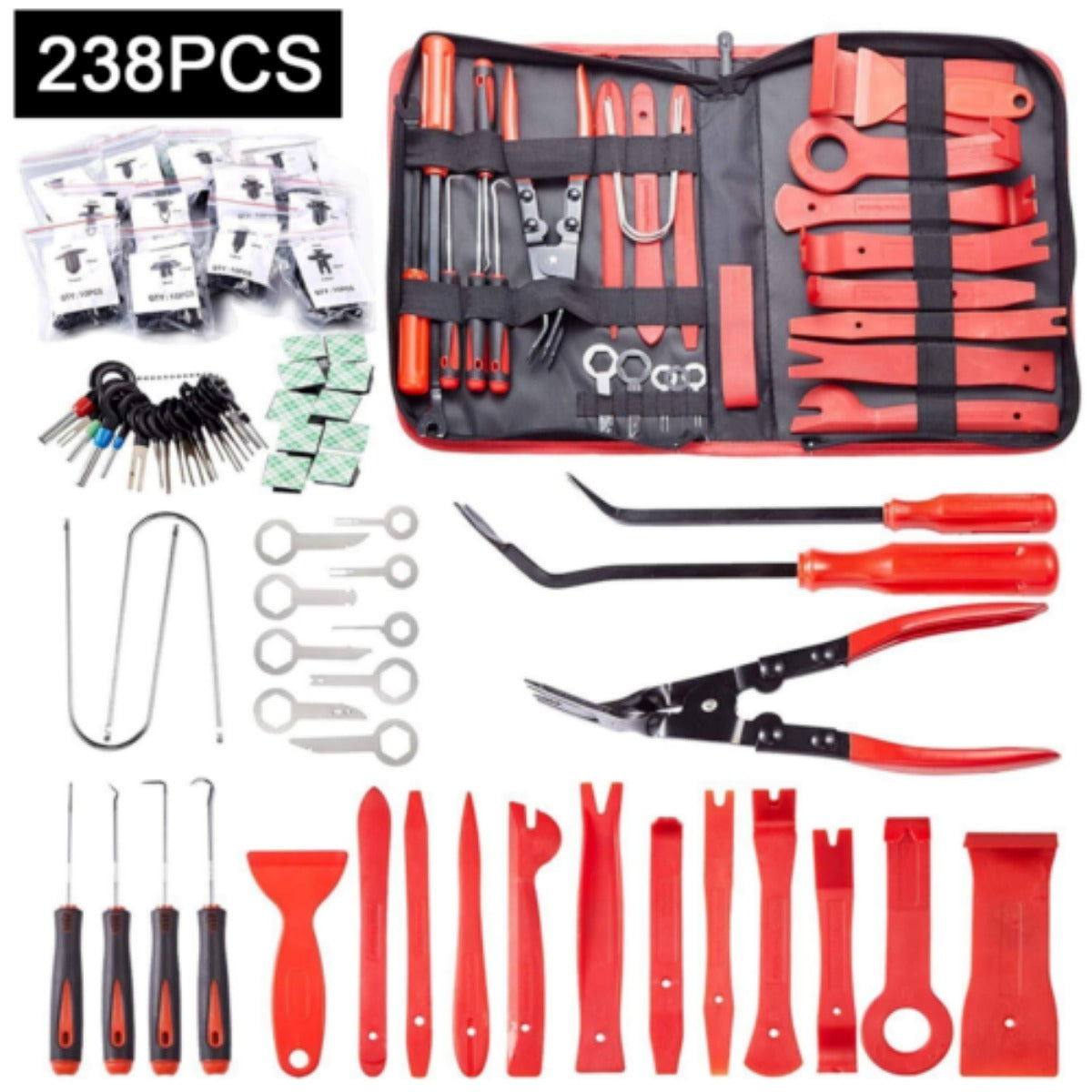 238pcs Car Trim Removal Pry Tool Set Molding Panel Door Dash Interior Clip Kit