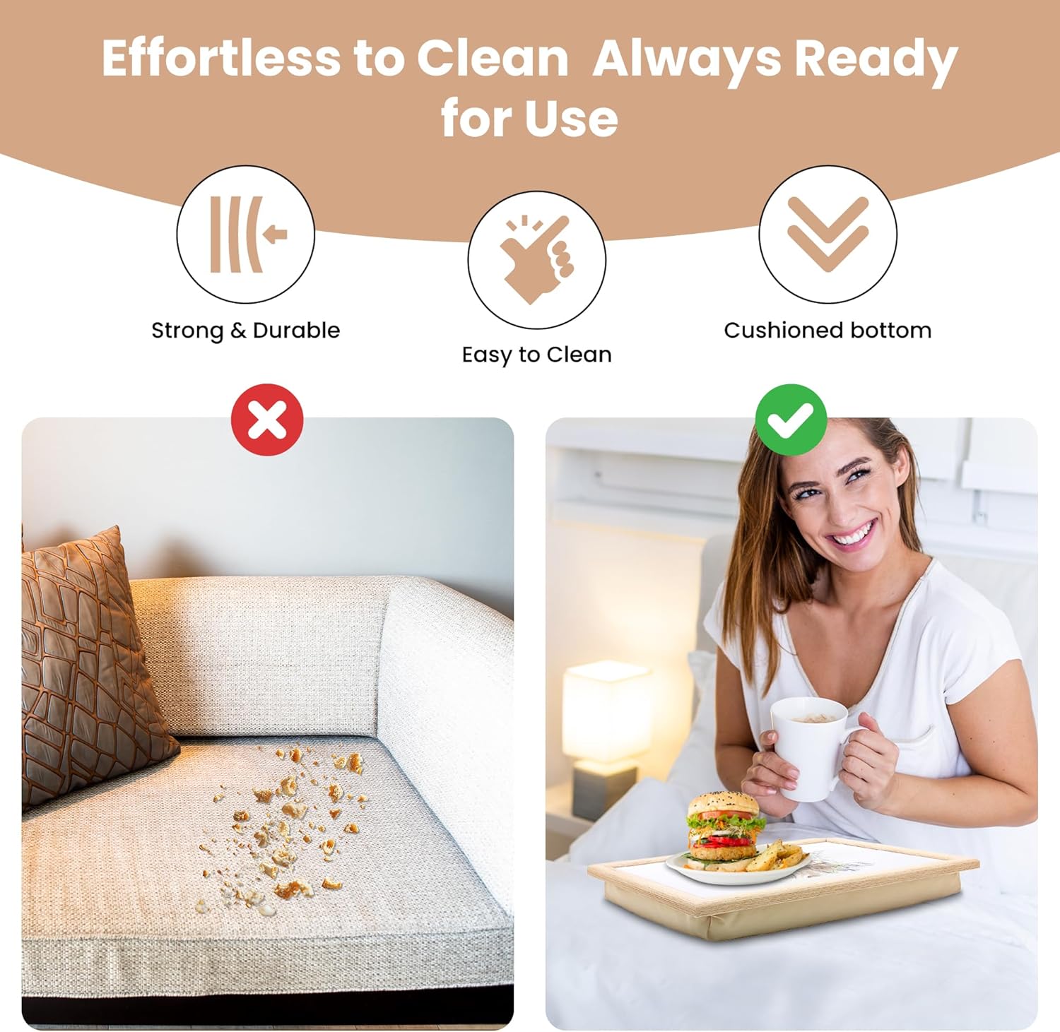 Hare & Bird Lap Tray Cushioned Laptop Tray Padded Beanbag Base TV Dinners Bed