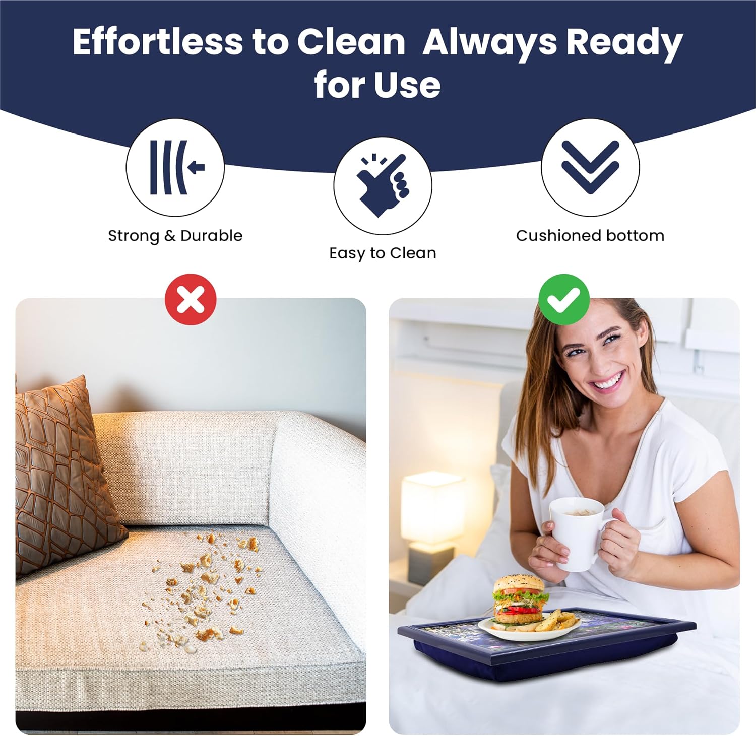 Lap Tray Cushioned Laptop Tray with Padded Bean Bag Base | Claude Monet Water Lilies Painting