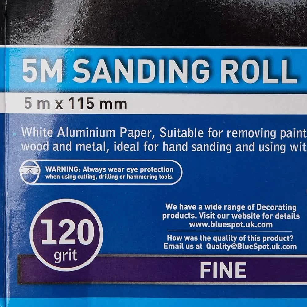 Blue Spot Tools 19859 5 m x 115 mm 120 Grit Sanding Roll - Green