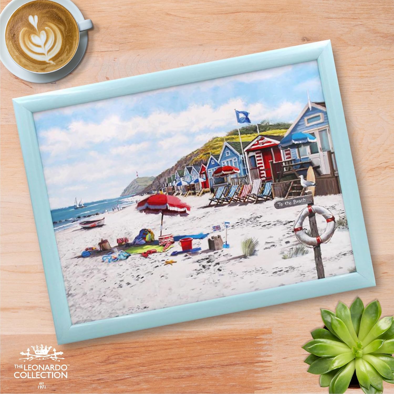 Beach Scene Lap Tray Cushioned Laptop Tray with Padded Bean Bag Base | Ideal for TV Dinners or Bed