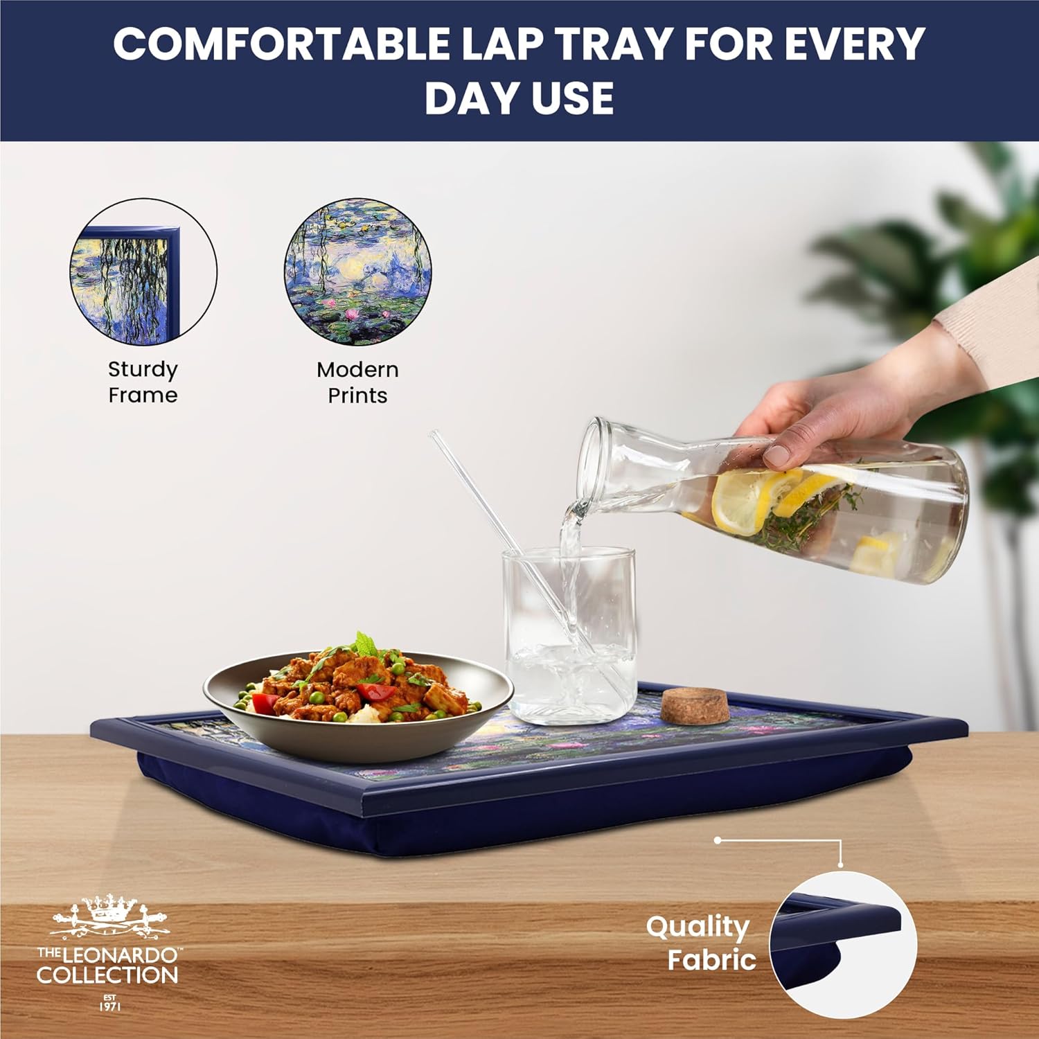 Lap Tray Cushioned Laptop Tray with Padded Bean Bag Base | Claude Monet Water Lilies Painting