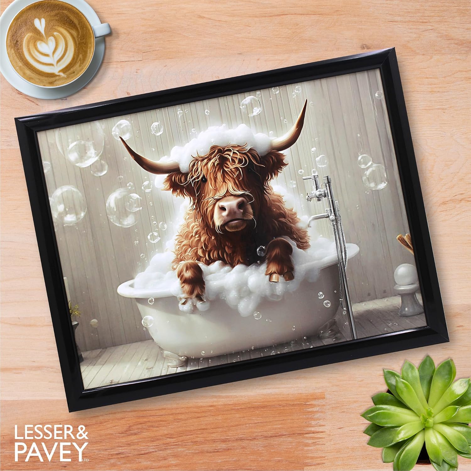 Highland Cow in Bath Laptop Lap Tray with Cushioned Padded Bean Bag Base | Ideal for TV Dinners or Bed