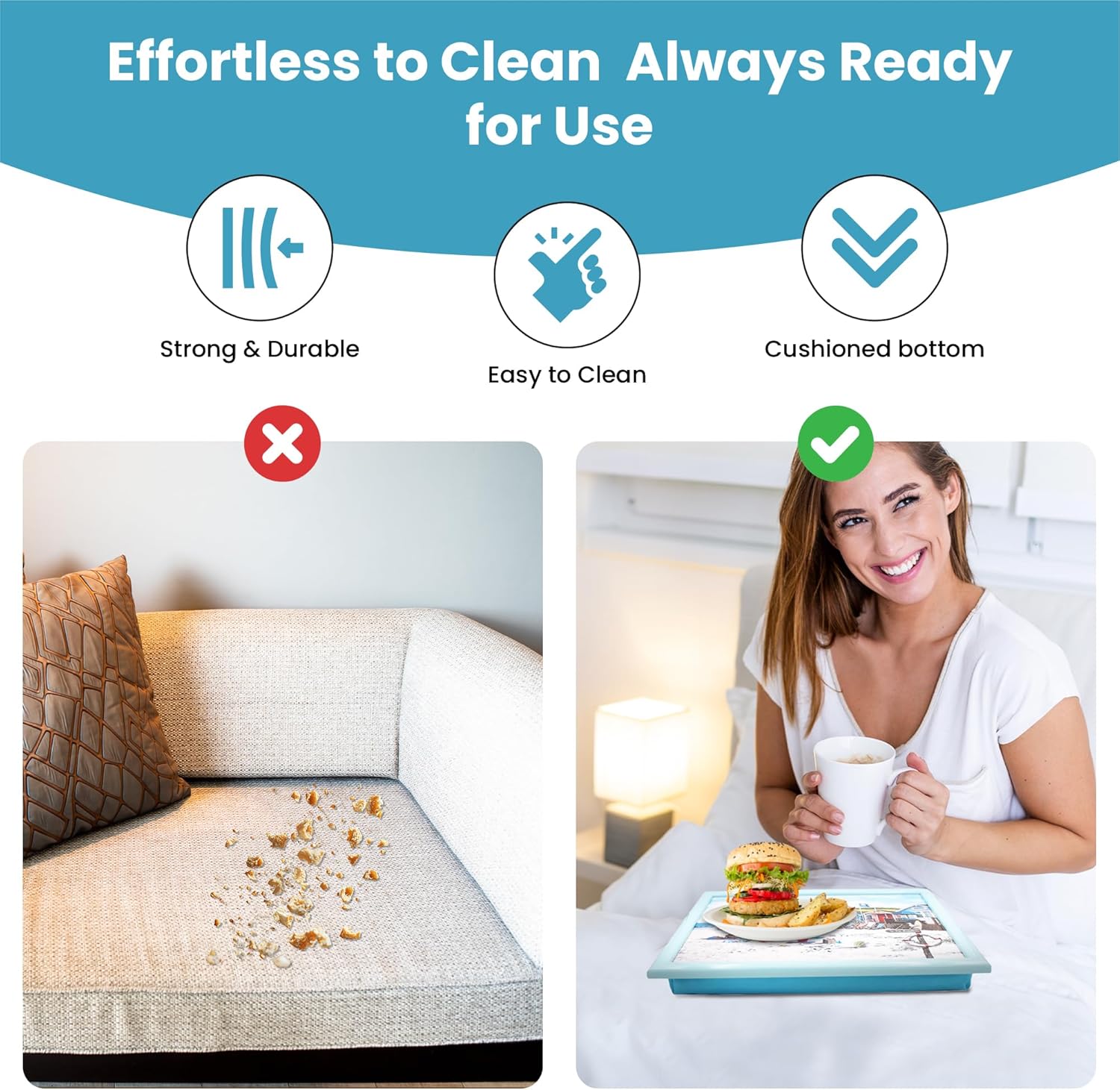 Beach Scene Lap Tray Cushioned Laptop Tray with Padded Bean Bag Base | Ideal for TV Dinners or Bed