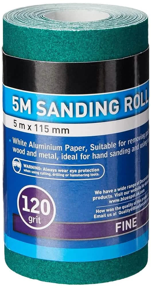 Blue Spot Tools 19859 5 m x 115 mm 120 Grit Sanding Roll - Green