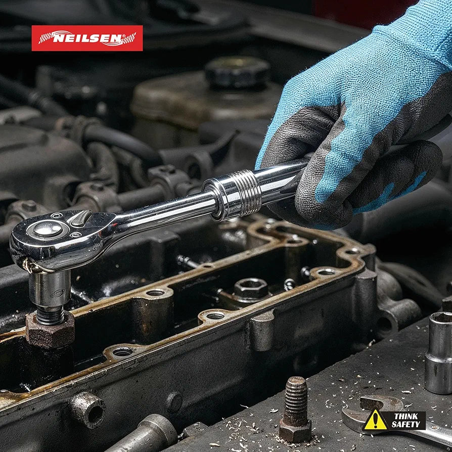 Neilsen CT5796-3pc Extending Ratchet Set with 1/4in, 3/8in & 1/2in Drive | 72 Tooth Quick Release | Ideal for Automotive & Workshop Use