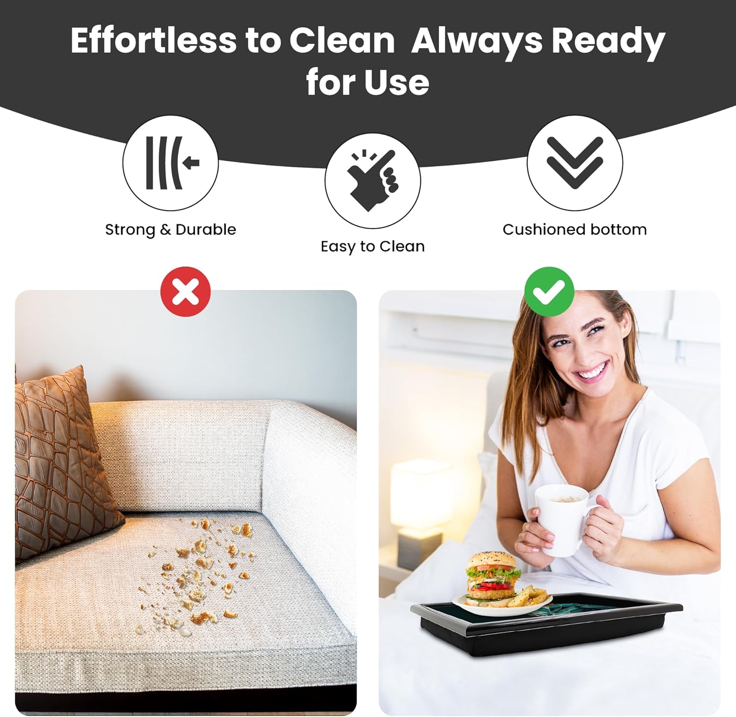 Crocodile Rock Lap Tray Cushioned Laptop Food Tray with Padded Beanbag Base | Ideal for TV Dinners or Bed