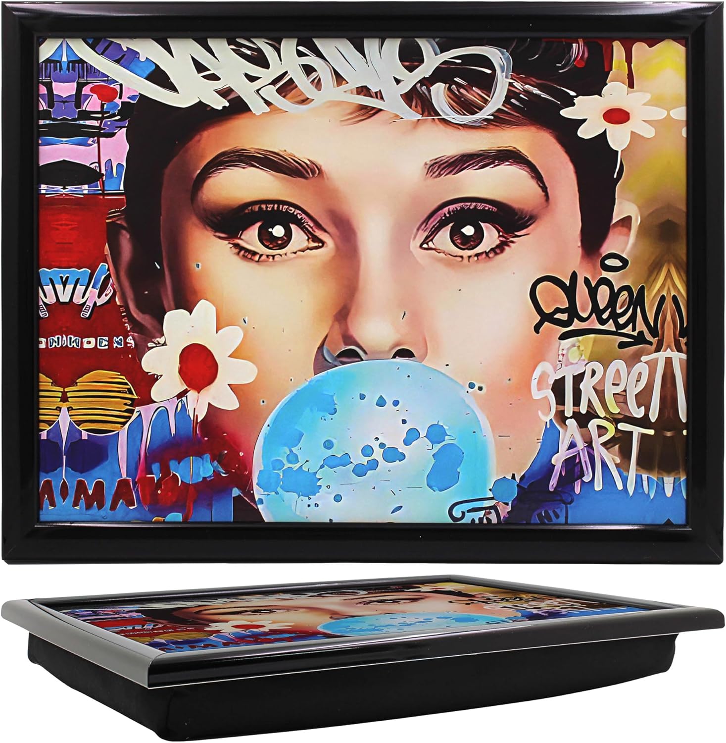 Fashion Icon Lap Tray Cushioned Laptop Tray with Padded Beanbag Base | Urban Street Art Design