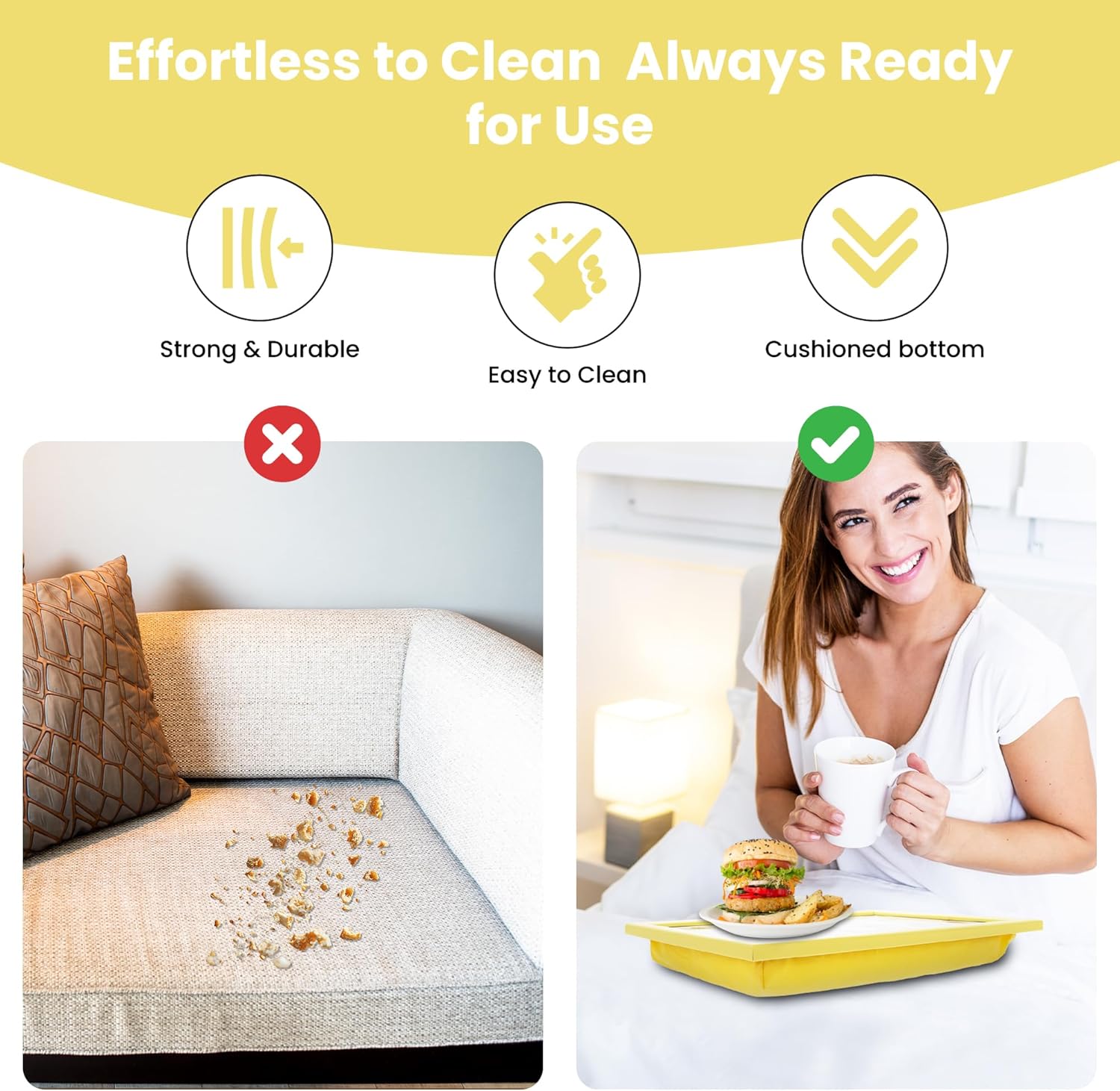 Busy Bees Yellow Lap Tray Cushioned Laptop Tray with Padded Bean Bag Base